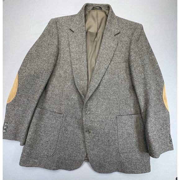 Haggar Other - Imperial By Haggar Brown 100% Pure Wool Elbow Patch Two Button Blazer Jacket 46